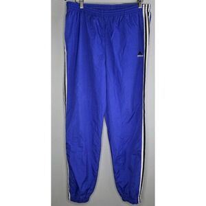 Vintage 90s Adidas‎ Track Pants Men's Size L Blue Striped Baggy Windbreaker